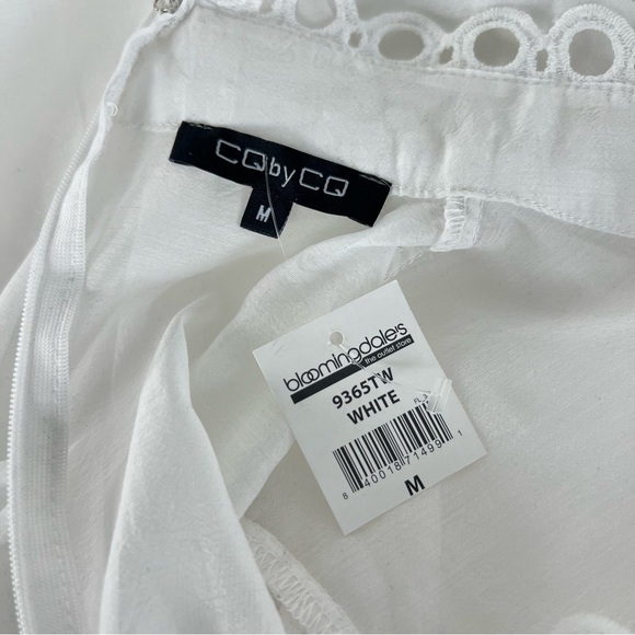 CLOSETTE CHIC NWT White Embroidered Cutout Eyelet Sheer Long Sleeves Blouse Sz M - Picture 13 of 15